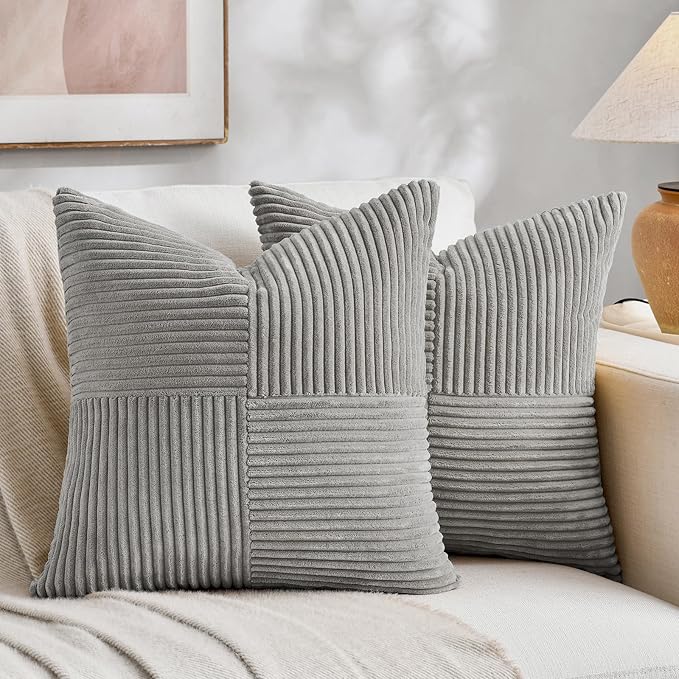 Fancy Homi 2 Packs Grey Samll Decorative Throw Pillow Covers 12x12 Inch by Fancy+Homi