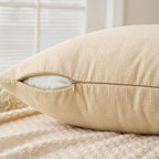 MIULEE Beige Chenille Couch Lumbar Throw Pillow Covers, 12x20 | Set of 2 - Image 3