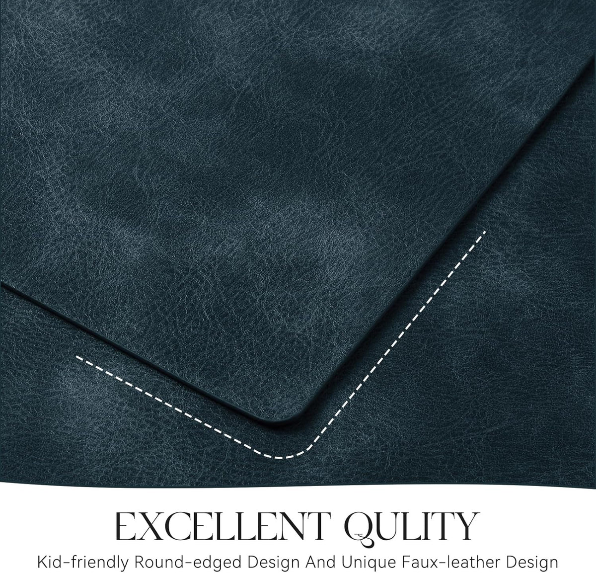 MOSAYT Vinyl Placemats Set of 8-12 X 17 Inch - Faux Leather 100% Waterproof Oil-Proof Wipeable PU Place Mats, Heat Resistant Reversible Table Mats for Kitchen, Dining, Outdoor (Navy Blue)