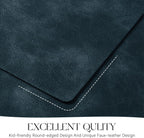 MOSAYT Vinyl Placemats Set of 12-12 X 17 Inch - Faux Leather 100% Waterproof Oil-Proof Wipeable PU Place Mats, Heat Resistant Reversible Table Mats for Kitchen, Dining, Outdoor (Navy Blue)