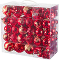 116Pcs Red Christmas Ball Ornaments Set, Shatterproof Christmas Hanging Decoration Set with Gift Box, Assorted Decorative Baubles Set for Xmas Tree/Home/Wedding/Party/Holiday (Red)