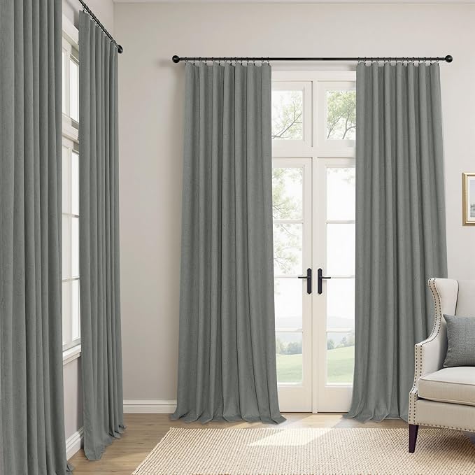 Charcoal Grey Curtains for Bedroom 2 Panel Set 63 Inch Length 100% Blackout - Image 7