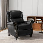 UIXE Pushback Recliner Chair, PU Leather Armchair Push Back Accent Chair for Living Room, Rivet Trim Club Chair Home Theater Overstuffed Single Sofa Bedroom Reading Seat - Black