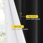 NICETOWN Vintage Open Linen Weave Flax Thermal Black Curtains - Image 5