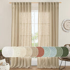 Living Room Sheer Linen Curtains 90 Inch by LAMIT