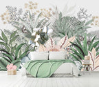 AFZEVEB-Tropical Jungle Wallpaper Botanical Large Floral Wall murals for Bedroom 159"x107" (Not Peel and Stick)