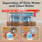 Spin Mop and Bucket Set with Separate Dirty and Clean Water,360° Spin Mop and Bucket System with Widening Foldable Handle,2 Replaceable Mop Pads,Square Mop for Floor Hardwood Tile Marble Wall Cleaning