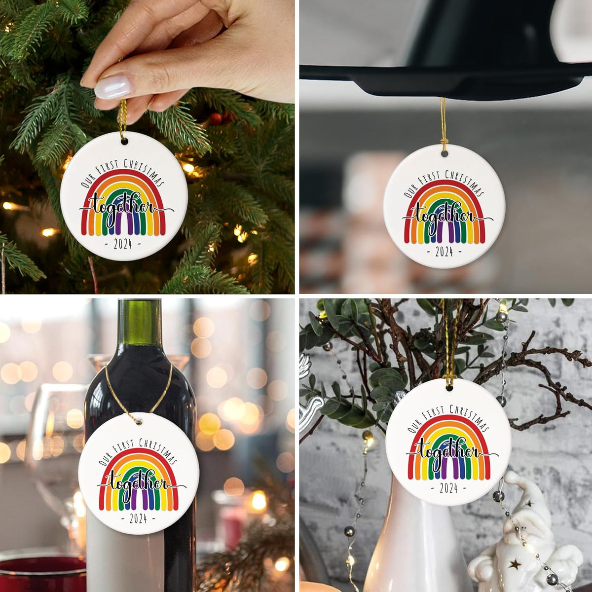 Our First Christmas Together LGBT Ornament, Gift for Couple LGBT, Couple LGBT Keepsake Decor Xmas Tree, Pride LGBT Ornament Christmas 2024, Rainbow Gift