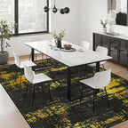 10x12 Area Rug Living Room: Modern Washable Soft Carpet Black Gold | - Image 4