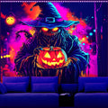 AOHMPT Glow-in-the-Dark Halloween Tapestry - UV Reactive Black Light Wall Hanging Decor for Spooky Parties, Bedroom, Living Room (Scarecrow-Pumpkin, 59" L x 51" W, Unframed)