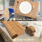 ANDSTAR Set of 2 Pcs Bamboo Placemats Sushi Rolling Mat Japanese Style Natural Anti-Slip Bamboo Placemats Washable Heat-Resistant Table Mats for Dining Room and Kitchen（Brown）