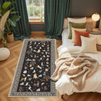 Black Floral Hallway Runner Rug 2x6 - Image 3