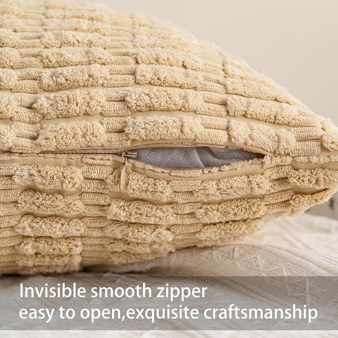 Aegero Pack of 2 Corduroy Decorative Throw Pillow Covers 24x24 Inch - Image 3