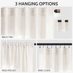 Ivory White Curtains 96 Inches Long 2 Panels - Image 2