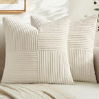 MIULEE Cream White Decorative Euro Sham Pillow Covers 24x24 Inch 2 Pack | Beige by MIULEE