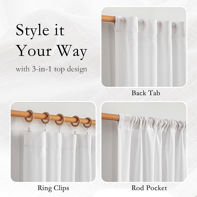 MYSKY HOME Patio White Curtains - Image 4