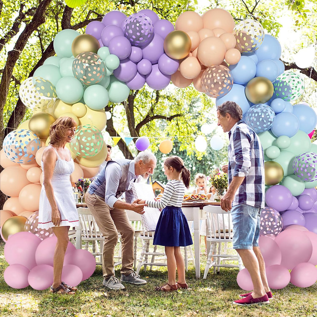 Amandir 164PCS Pastel Balloon Garland Kit, Rainbow Easter Unicorn Balloon Arch, Colorful Gold Confetti Balloons for Pastel Easter Baby Shower Wedding Ice Cream Mermaid Party Decorations Supplies