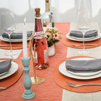 AHHFSMEI Placemats Set of 6 for Dining Table Washable Woven Vinyl Non-Slip 18x12 inches Placemat Heat-Resistant Durable Table Mats for Dining Table Easy to Clean(Oval Orange,6)