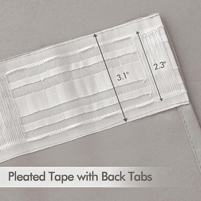 MIULEE Cobblestone Back Tab Blackout Curtains 52x120 Inch Long 2 Panels Set | - Image 2