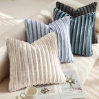 decorUhome Fall Faux Fur Throw Pillow Covers 12x20 Set of 2 Grey White | - Image 4
