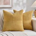 Fancy Homi 2 Packs Mustard Yellow Decorative Throw Pillow Covers 20x20 Inch for Living Room Couch Bed Sofa, Farmhouse Boho Home Decor, Soft Corss Corduroy Patchwork Accent Square Cushion Case 50x50 cm