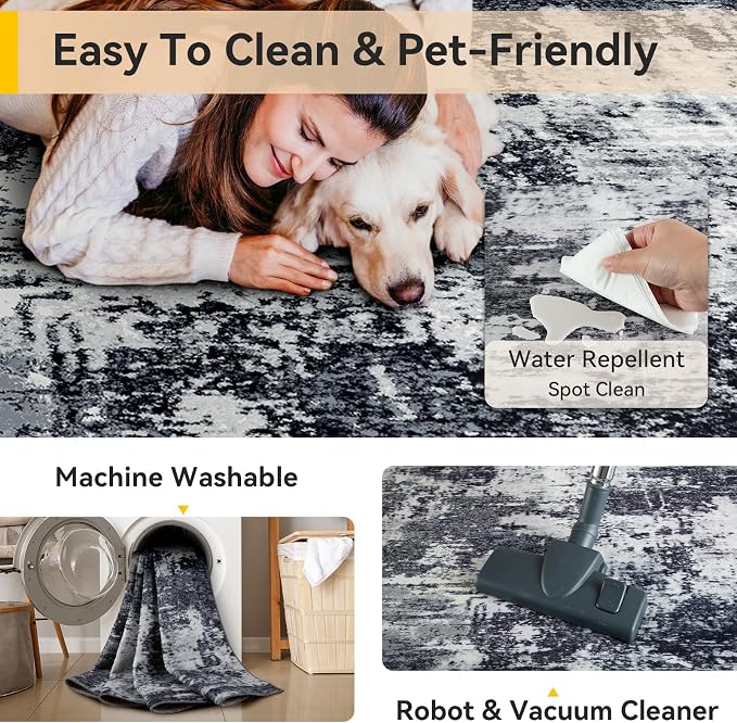 RELEANY Washable 5'x7' Abstract Area Rug - Image 4