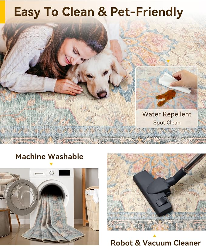 RELEANY Washable Area Rug, Runner 2'6"x5', Water Repellent, Pet Friendly - Image 5