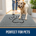 OLANLY Dog Door Mat for Muddy Paws 47x20, Paw Print Design Chenille Mud Mat | - Image 6