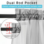 2 Panels Sheer Charcoal Grey Curtains 72 Inches Length Window Treatment - Image 3