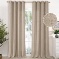 YoungsTex 90 Inches Long Oatmeal Linen Semi Sheer Curtains by YoungsTex