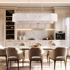 Alabaster Rectangular Chandelier for Dining Room, L39in Modern Chandeliers, Adjustable Marble Pendant Light Fixture, Rectangle Chandelier for Dining Table Living Room Kitchen Island (Bulbs INCL)