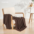 CozeCube Dark Brown Seed Stitch Throw Blanket 50"x60", Farmhouse Decor | Blanket - Image 2
