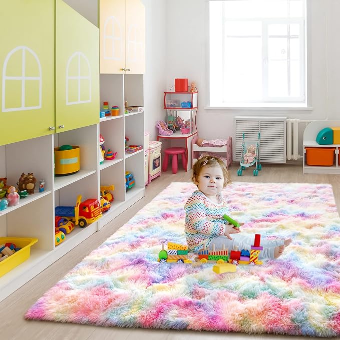5x7 Rainbow Fluffy Soft Area Rug Non-Slip - Image 6