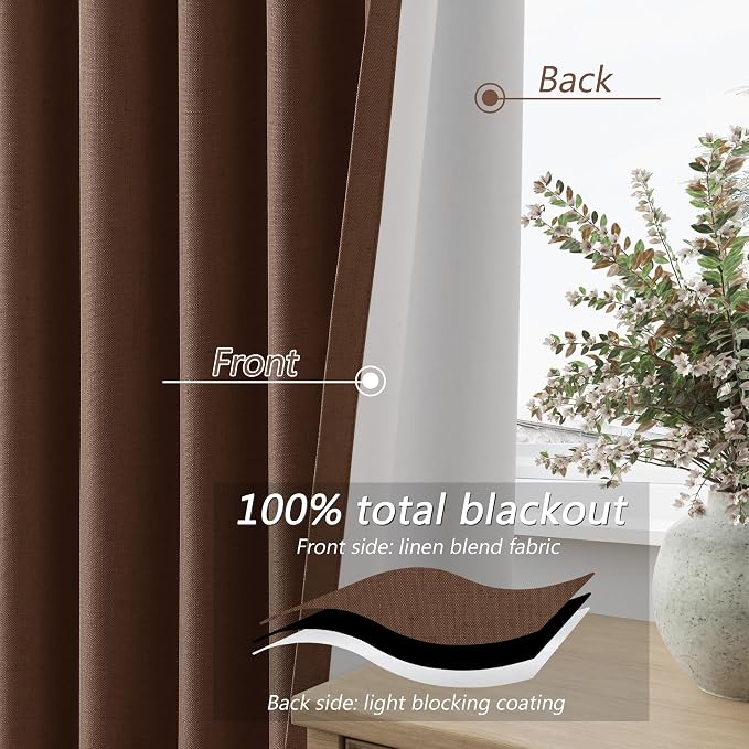 100% Blackout Curtains 120 Inch Length 2 Panels Set - Image 4