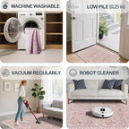 Vintage Pink Living Room Rug, 9x12 Washable Area Rugs - Image 5