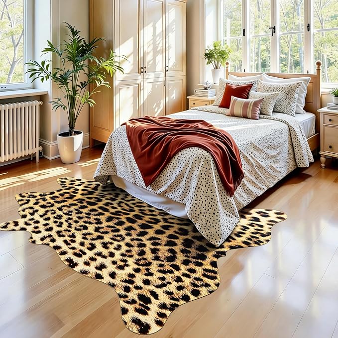 Western Faux Leopard Rug, Large Animal Print Cheetah Rug, 7 x 6.2 Ft | Premium - Image 3
