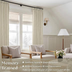 Linen Flax Curtains Pinch Pleated 102 Inch Curtains 2 Panels | Memory Training - Image 2