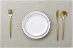 Waterproof PU Placemats,Set of 8, Faux Leather Dining Table Mat, Easy to Wipe Off Scrub Vinyl Mat, Heat & Stain Resistant for Office Conference Table, Home Decor G Parchment White