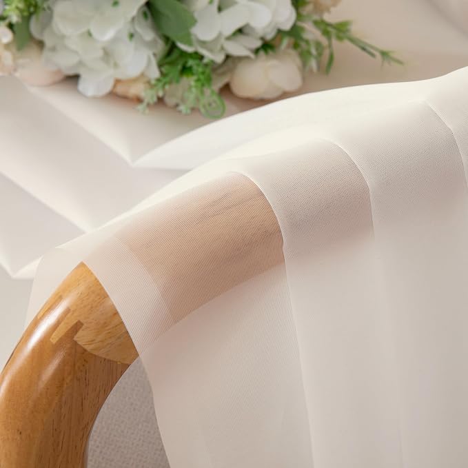 Cream Sheer Curtains 90 Inches Long 2 Panels - Image 4