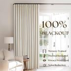 Cream Beige Pleated 100% Blackout Linen Curtains 108 Inches Long Set of 2 | - Image 3