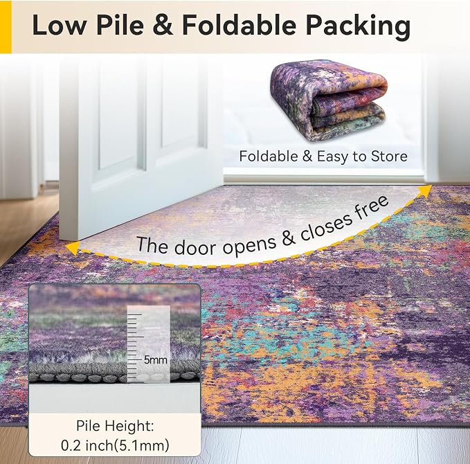 RELEANY Washable 5'x7' Abstract Area Rug - Image 6