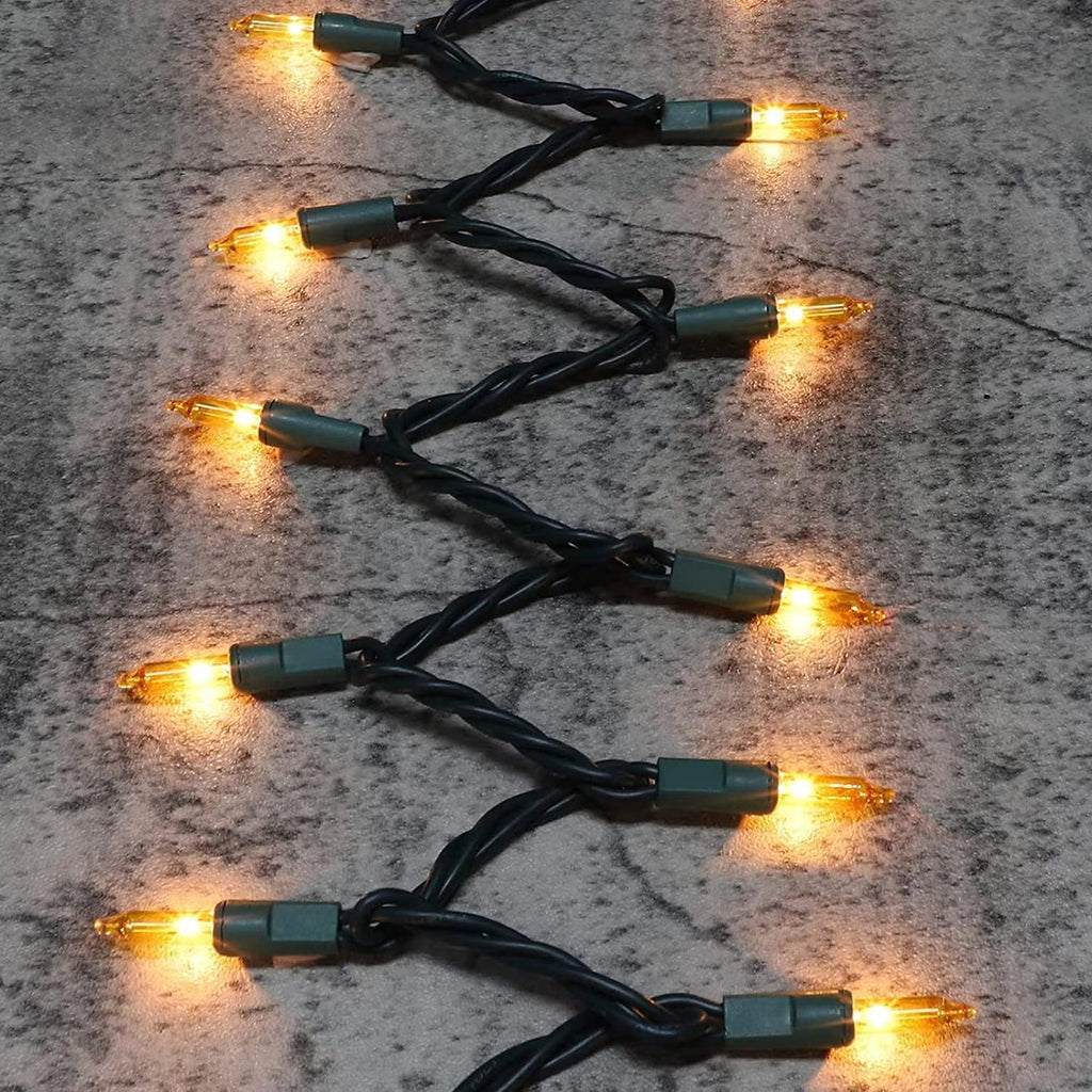 Green Wire, Yellow Incandescent Bulb 100 Mini String Lights for Indoor Christmas Tree Garland Birthday Wedding Party Festival Decoration