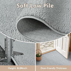 2x3 Light Grey Solid Area Rug Washable Non-Slip - Image 5
