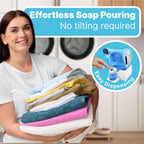 TidyFriend No-Spill Liquid Laundry Detergent Dispenser Holder, Laundry Soap Dispenser Holder with Drip Tray for Laundry Room Organization, Angled Downward Slope for Easy Pouring (No Strap, Ivory)