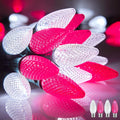 Minetom C9 Christmas String Lights, 100 Ft LED Commercial Outdoor Christmas Lights with 100 Pink and Pure White C9 Bulbs, Waterproof Connectable UL Certified for Indoor Roofline Backyard Xmas Decor