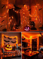 Orange Halloween Mini Lights, 50 Count 13 Feet Incandescent Bulb Mini String Lights, Connectable Halloween Lights for Haunted House Ghost Party Holiday Window Indoor Outdoor Decoration, Orange