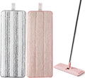JOYMOOP Mop Replacement Pads, Reusable Microfiber Mop Pads for 13-inch Flat Mop and Mop Bucket Set, Pack of 2 Refills - Stripe and Pink
