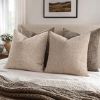 MIULEE Chenille Textured Throw Pillow Covers Oatmeal 18x18 Set of 2 | Slubby - Image 5