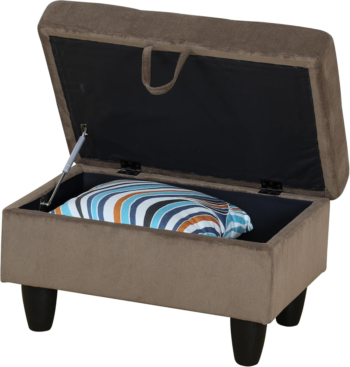 Ottoman Rectangular Storage Ottoman Bench, Flannel Footrest Stool Footstool with Lid for Living Room, Bedroom, Entryway, Brown, 28.5"x19"x17.5"