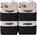 DECOMOMO Storage Bins Fabric Storage Baskets for Shelves, Linen Closet Organization Toys Nursery (Black and White, Large - 4 Pack)